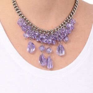 NWOT Vintage 1950’s Elegant Silver and Lavender Statement Necklace